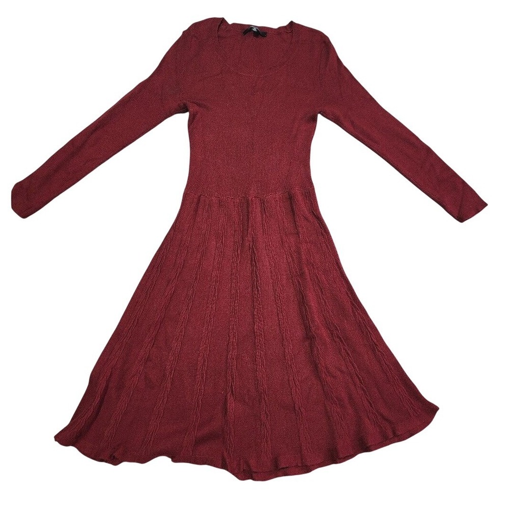 Thakoon for Design‎ Nation Burgundy Sweater Dress Long Sleeve Scoop Neck XS